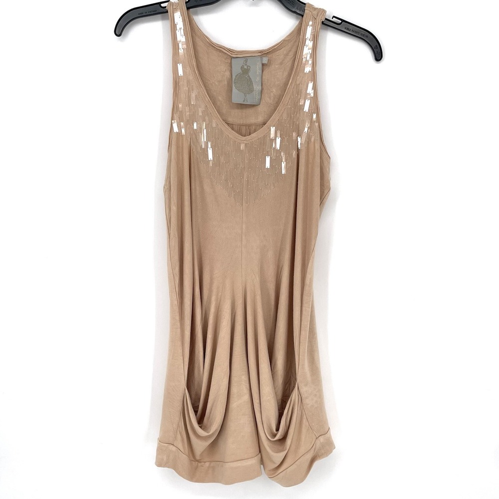 Twelve by Twelve Los Angeles Blouse Tank Top Camisole Size M Sequined Lagenlook